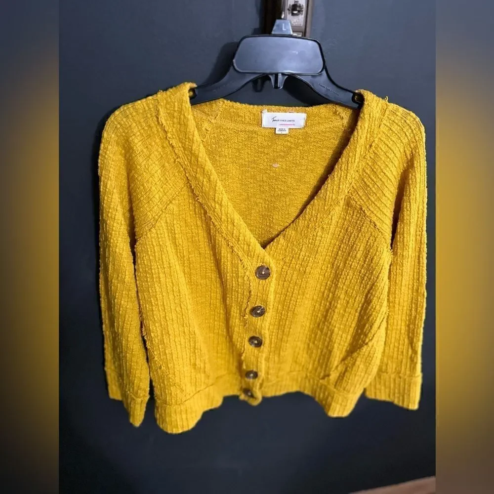 Two by Vince Camuto Ladies' Button Cardigan Size  Mustard Yellow Large NWOT